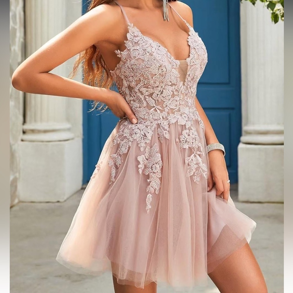 Beautiful Pink Embellished Mini Dress